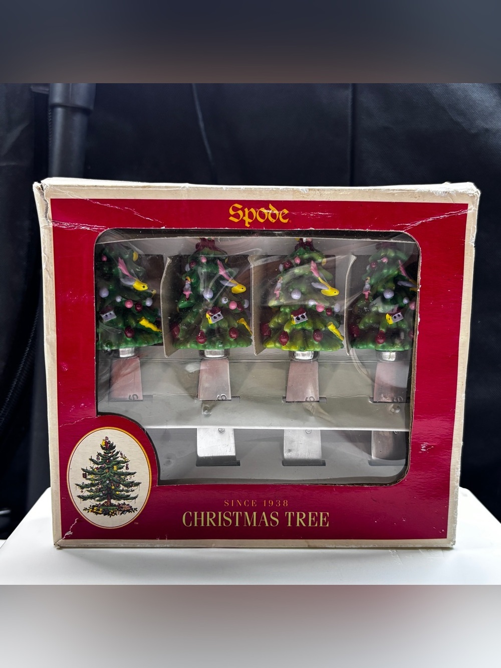 Spode Christmas Tree Spreaders Knives Set of 4 Cheese Dip Holiday Santa
